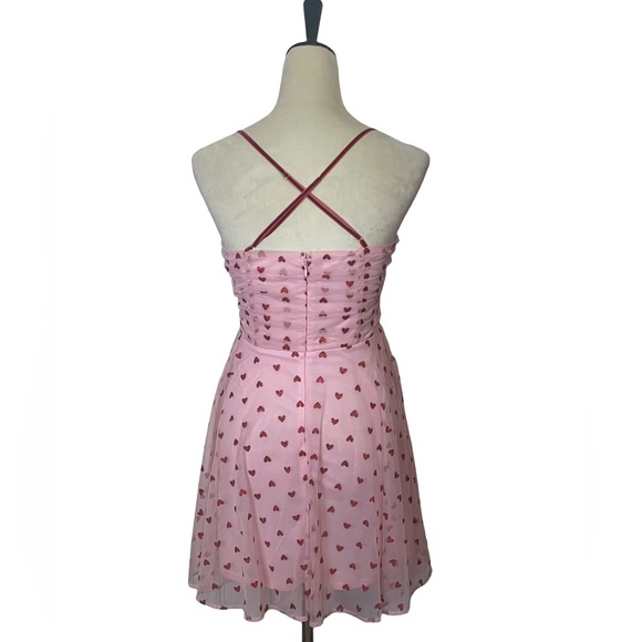 Altar'd State Pink Dress With Red Glitter Hearts - Picture 3 of 6